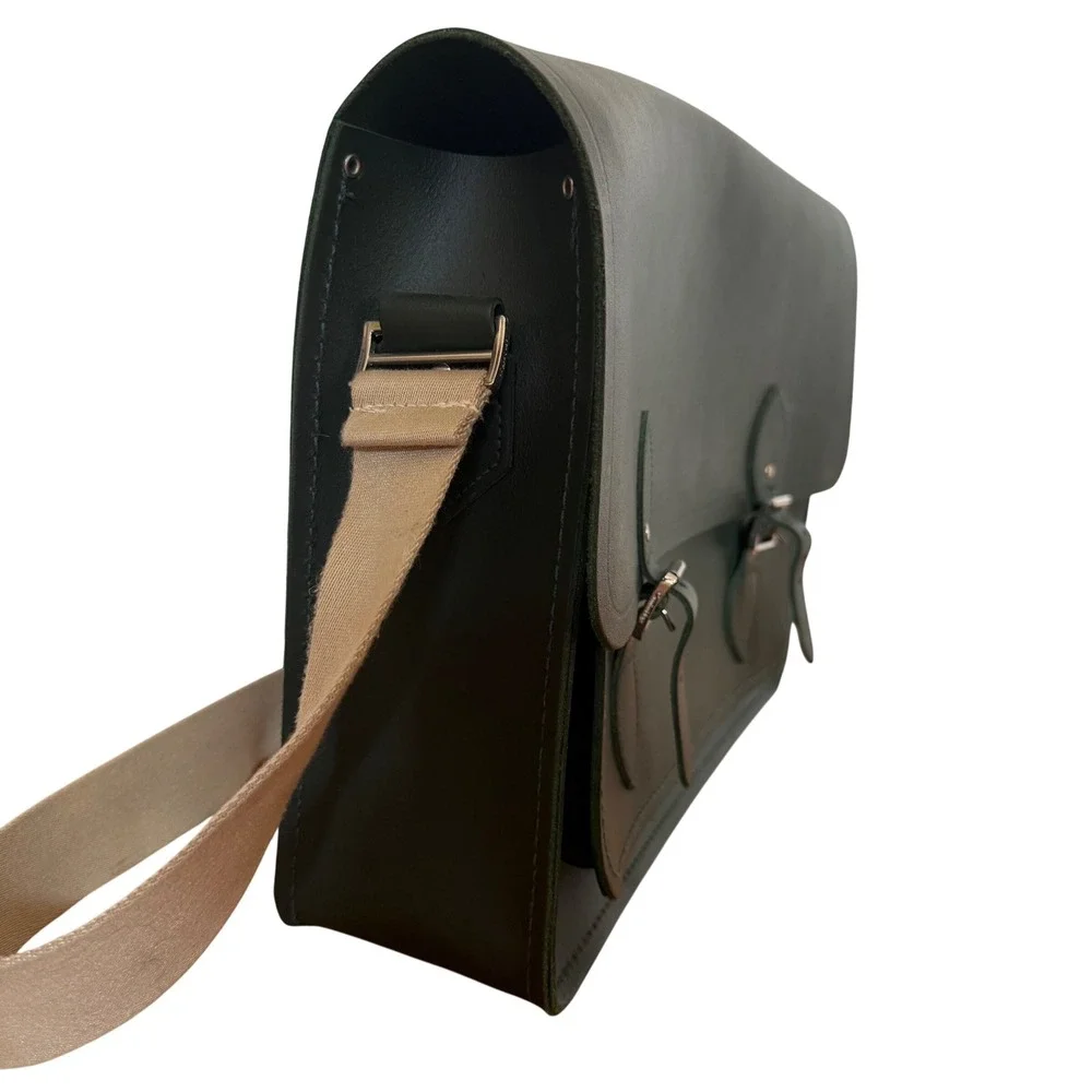 The Cambridge Satchel Company Green Leather Messenger Bag Handmade Great Britain
